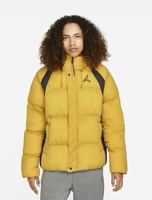 Jordan Men's Yellow Long Sleeve Full Zip Hooded Essentials Puffer Jacket Size M - Image 1 of 4