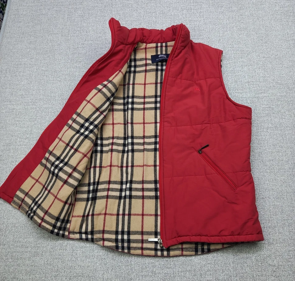 burberry Boys Gilet Vest Nova Check  Red Puffer Sleeveless Zipper Jacket Size 16 - Image 1 of 4