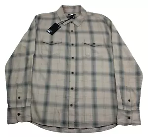 Paige Shirt Men's XL Everett Oak Sky Plaid Cotton Viscose Tan Blue NWT $169 - Picture 1 of 7