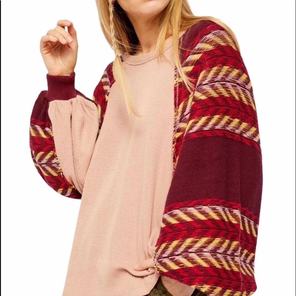 People Rainbow Dreams Pullover Knit Top Sands Medium M OB978656