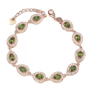 SHOLA Genuine Natural Green Chrome Diopsid Bracelet Sterling Silver B122 - Picture 1 of 3
