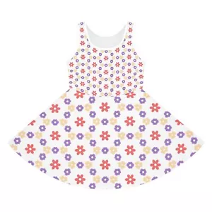 Girls' Sleeveless Sundress (AOP): Cute Florals - Picture 1 of 5