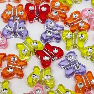 100pcs Acrylic Butterfly Beads 11x9mm – Colorful Mixed DIY Jewelry Making Craft - Picture 1 of 2