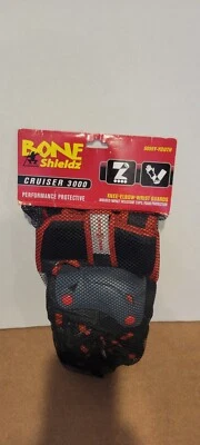 Bone Shieldz Cruiser 3000 Rodilla Codo Muñequeras Negro Combo Juvenil - Nuevo Foto 1 de 2