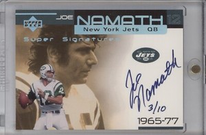 JOE NAMATH 1999 UPPER DECK UD OVATION #JN SUPER SIGNATURES AUTO RAINBOW 3/10 HOF