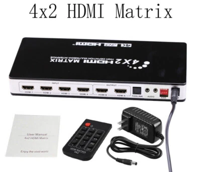 4x2 HDMI Matrix Switch Splitter Selector 4K 3D 1080P 4 in 2 out Video Converter - Image 1 of 4
