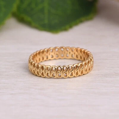 Infinity Design 18k Gold Plated Ring 925 Silver Handmade Minimalist Band Rings - Image 1 of 4