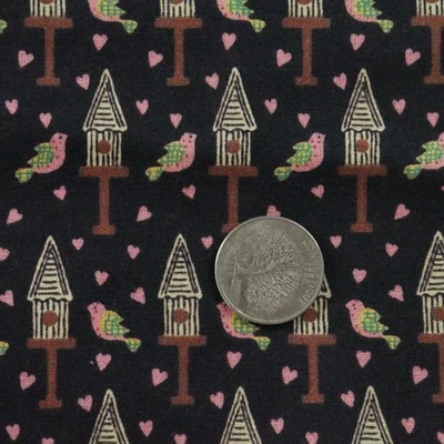 1.5Y Vintage Springs Fabric Birdhouse Bird Novelty 90s Cottagecore Cute Country - Image 1 of 4