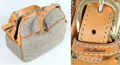 Vtg HARTMANN Tweed Leather Luggage Satchel Travel Shoulder Bag - Image 1 of 4