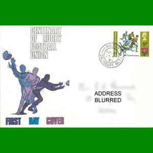 FDC Centenary of Rugby Football Union, First Day Cover Stamp, 25.8.1971 - Picture 1 of 1