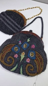 Vintage Beadwork Handbag purses Faux Tortoiseshell top x2  FOR REPAIR - Picture 1 of 14
