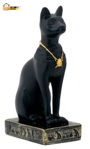 Estatua de diosa gato felino Bastet negro egipcio de 3 pulgadas de Egipto - Imagen 1 de 12