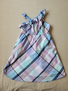 Gymboree Girls Sundress Plaid Size 4T Navy Blue, Purple, Aqua Blue Cotton - Picture 1 of 6