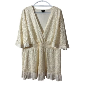 New Torrid Stretch Lace Dolman Sleeve Top Ivory Size 3X - Picture 1 of 7