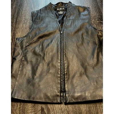 Chaleco de cuero negro sin mangas para mujer MIXIT motociclista talla 16 Foto 1 de 4