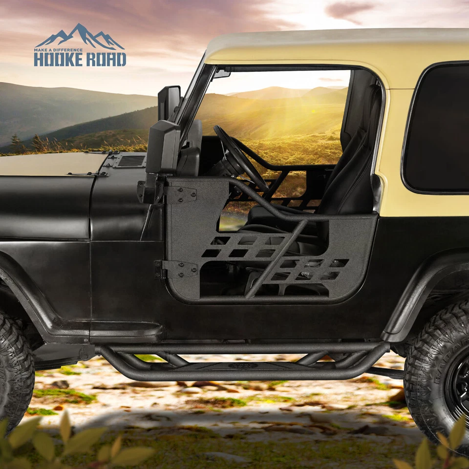 2 piezas de repuesto de puertas de tubo de acero negro para Jeep CJ-7 76-86 y Wrangler YJ 87-95 Foto 1 de 4