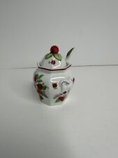 Vintage Lenox Porcelain Raspberry Jam Jelly Jar With Lid And Spoon 1991