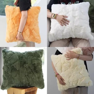 Genuine Rex Rabbit Fur Pillow Case Soft Cushion Cover Sofa Chair Window Decorate - Picture 1 of 15