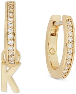$48 NWT KATE SPADE GOLD TONE “K” INITIAL MISMATCH HUGGIE HOOP EARRINGS- I13M - Picture 1 of 1