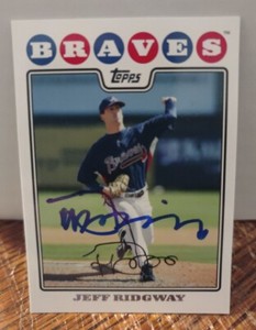 Jeff Ridgway Autographed 2008 Topps  Update Signed Card #UH223 Atlanta Braves 