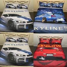 White Nissan Skyline GTR Car Printed Quilt Duvet Cover Set Bedding Bedspread