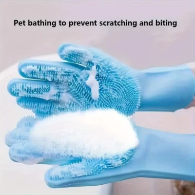 Pet Grooming Cleaning Gloves Dog Cat Bathing Shampoo Glove - Image 1 of 4