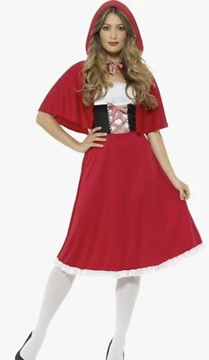 Womens Red Riding Hood Costume with Longer Length Dress & Cape Uk 12-14 - Image 1 of 3