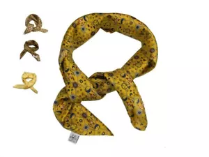 Foulard Homme De Soie Imprimée Mouchoir De Cou Jaune Ocre Beige Cashe Avec - Imagen 1 de 9