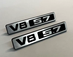 Emblem Custom Billet Front Fender 'V8 5.7L' Chevy Chevrolet GMC Badge Truck - Picture 1 of 4