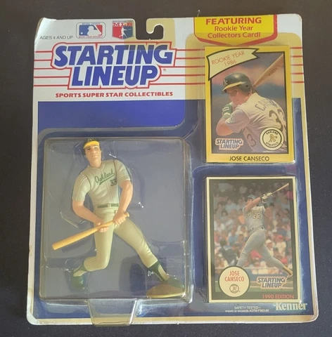 Jose Canseco 1990 Kenner Starting Lineup Collectible w/ Card and Rookie Card Cover
