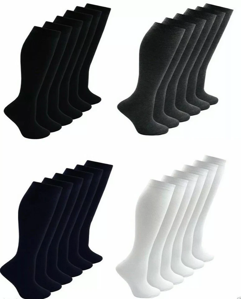 WISHWISE Unisex Boys Girls Kids School Socks Cotton Rich Knee High Plain Uniform Socks