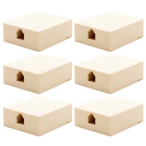 6 Pcs 1-Port RJ11 6P4C Jack Telephone Phone Line Wall Surface Mount Box Ivory - Afbeelding 1 van 5