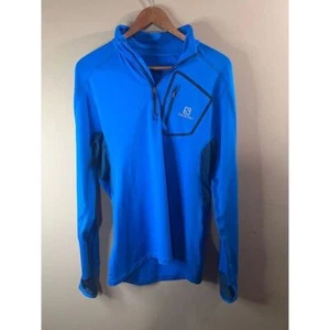Salomon AdvancedSkin Warm Blue 1/4 Zip pullover layer - Womens Medium - Picture 1 of 10