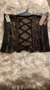 CARRIE AMBER INTIMATES Women's Black LACE OVERLAY WAIST CINCHER - Size LX - Picture 1 of 5