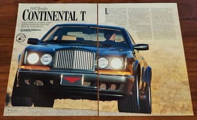 BENTLEY 1997 CONTINENTAL T MAGAZINE ARTICLE ROAD & TRACK ROAD TEST - Image 1 of 4