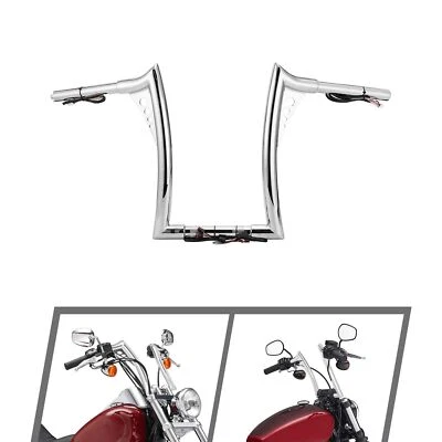 14" Pre-Wired Ape Hanger Bar Handlebar For Harley Softail Dyna Touring Road King - Изображение 1 из 4