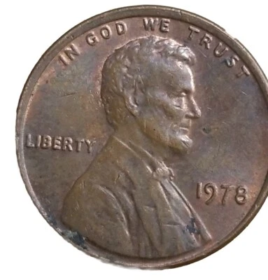 1978 US United States 1 Cent coin Abraham Lincoln Penny Great Toned RIM + ERRORS - Image 1 of 4