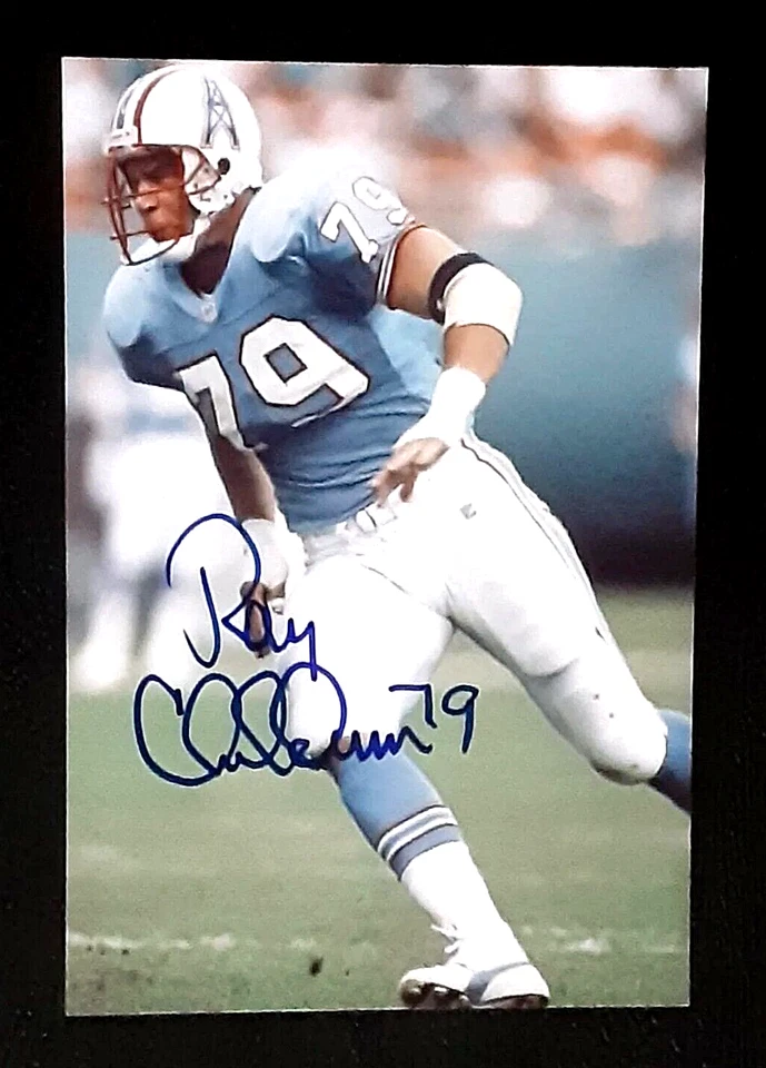 FOTO BRILLANTE RAY CHILDRESS HOUSTON OILERS PRO BOWL DT AUTOGRAFIADA FIRMADA 4x6 Foto 1 de 1