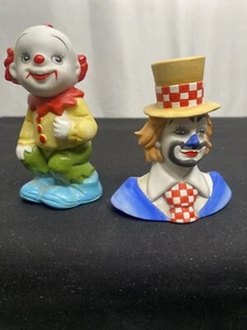 L@@k: Two Clown Colorful Figurine Lot, Awesome Addition For Any Collector - Picture 1 of 9