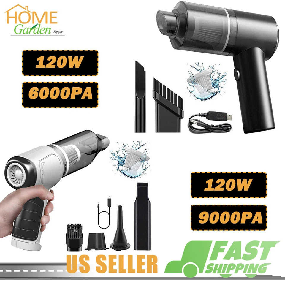 9000Pa Cordless Car Vacuum Cleaner Electric Handheld Air Blower Duster Dry Wet - Image 1 of 1