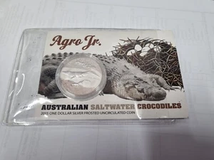2015 $1 Silver Frosted Uncirculated Coin. Australian Saltwater Crocodiles. Agro - Picture 1 of 4