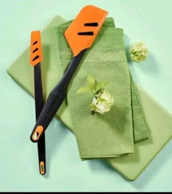 NEW tupperware kitchen tool orange & black silicone spatula Set Of 2 NEW - Image 1 of 4