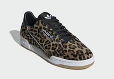 adidas originals continental 80s trainers leopard print pony skin