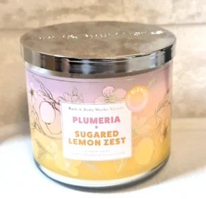 Bath & Body Works Plumeria & Sugared Lemon Zest Candle Scented Large 14.5 oz NEW - Picture 1 of 5