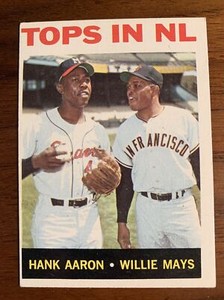 1964 Topps Hank Aaron/Willie Mays “Tops in NL” #423 Baseball Card 