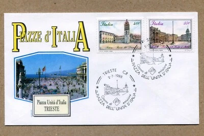 ITALY. 2-7- 1988  ITALIAN PIAZZE. Trieste. First Day Cover Series FDC - Image 1 of 2