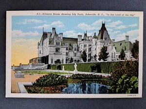 Postcard Biltmore House Showing Lily Pools In the Land of the Sky Asheville NC - Picture 1 of 2