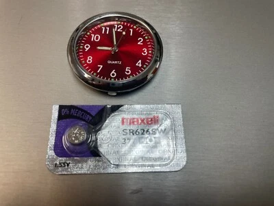 Mini Red Dial Car Clock, Stick-On Quartz Clocks, w a Spare Battery, New - Image 1 of 4