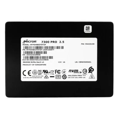 Micron 7300 PRO 3.84TB SSD U.2 2.5" NVMe 3480GB HTFDHBE3T8TDF Solid State Drive - Image 1 of 4