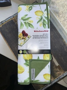 KitchenAid Reversible Dish Drying Mats Set of 2 Lemons Lemon Tree 16" x 22" - Picture 1 of 7